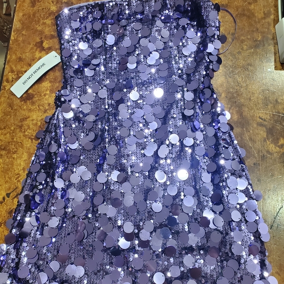 Sequin Strapless Purple Mini Dress - Picture 4 of 12
